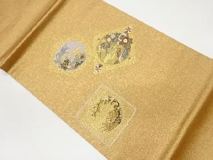 色紙に花鳥模様織出し名古屋帯